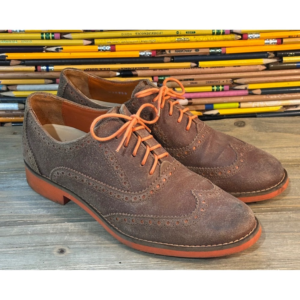 Cole Haan Wingtip Oxford Leather Brogue Shoes Womens 7.5 Brown Academia